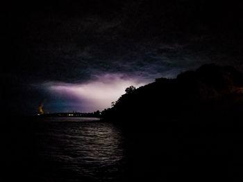 Scenic view of sea against sky at night