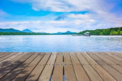 Wooden plank over river