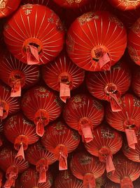 Full frame shot of red lanterns