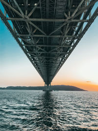 Low angle view of bridge over sea against sky