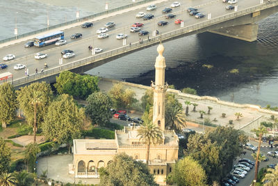 High angle view of city street