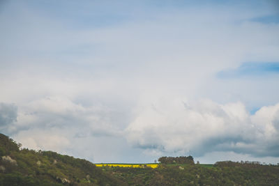 Scenic view of landscape against cloudy sky