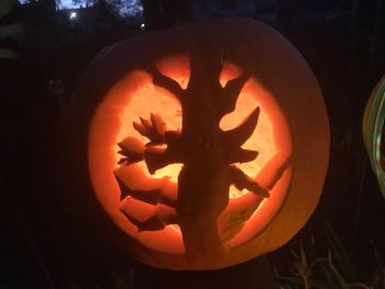 Close-up of illuminated pumpkin