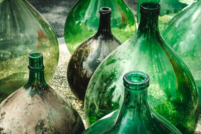 Close-up of beer bottles