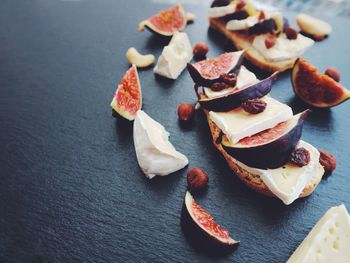 High angle view of fruits on table