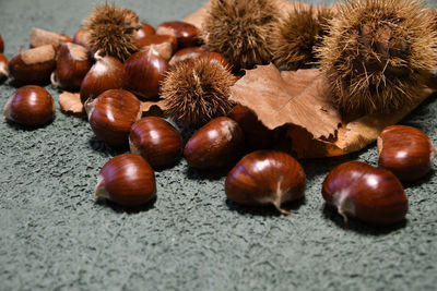 High angle view of fruits on table