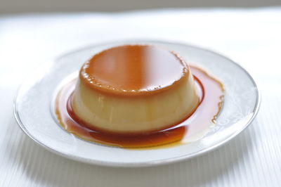 Close-up of cake in plate on table