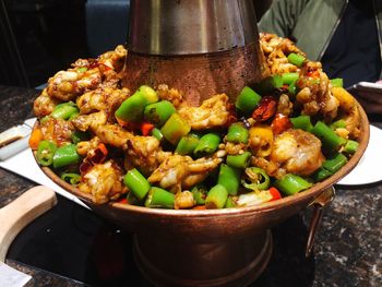 High angle view of vegetables in container