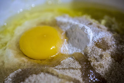 High angle view of breakfast on table