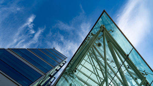 Low angle view of traditional building against blue sky