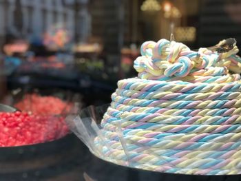 Close-up of cake for sale at store
