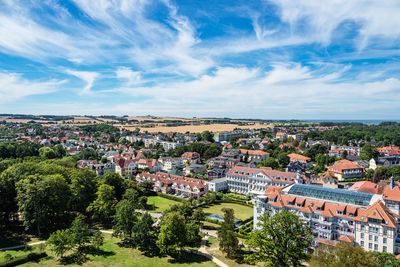 High angle view of townscape against sky