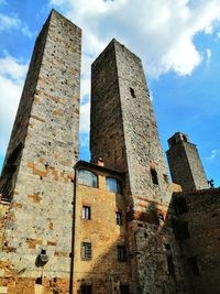 Low angle view of old building against sky