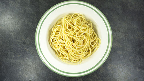 High angle view of noodles in bowl