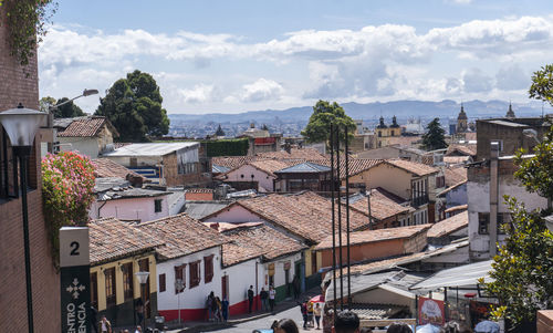 High angle view of townscape against sky