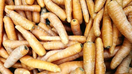Full frame shot of carrots for sale in market