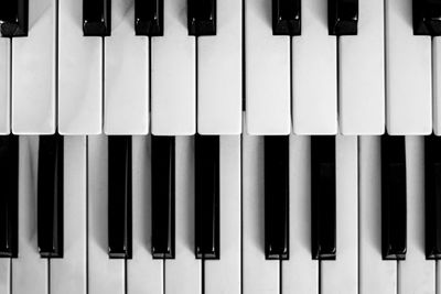 High angle view of piano keys