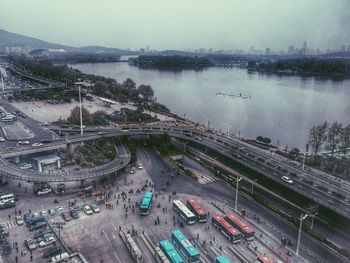 View of river in city