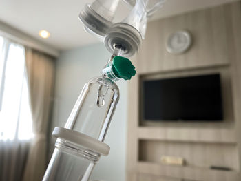 Close-up of drip at hospital