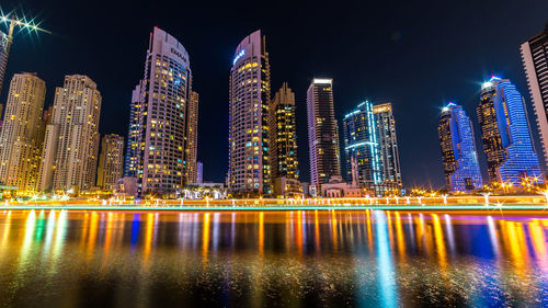 Illuminated city at night