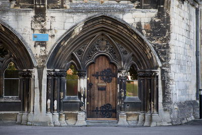 Open door of historic building