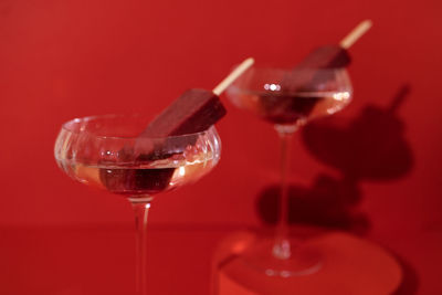 Close-up of wineglass on table