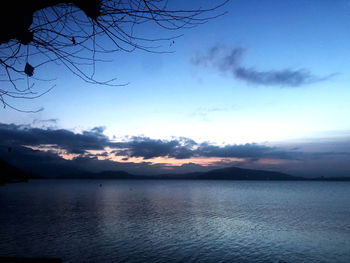 Scenic view of sea against sky at sunset