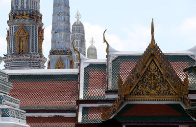 Low angle view of temple against building