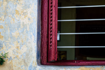 Close-up of window of old building