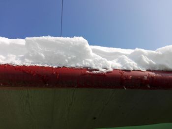 Close-up of red ice cream against sky