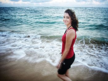 Portrait of beautiful woman on beach