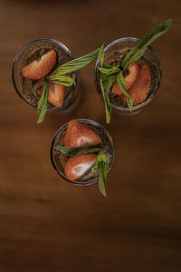 High angle view of fruit on table