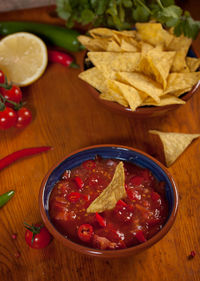 Close-up of served food in bowl