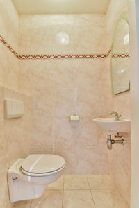 High angle view of sink in bathroom