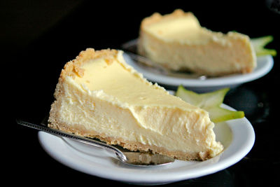 Close-up of bread in plate on table