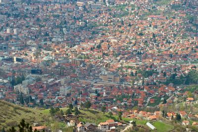 High angle view of townscape against buildings