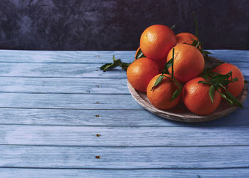 High angle view of fruits on table