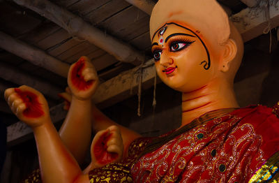 Low angle view of durga statue