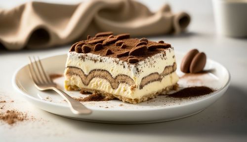 Close-up of dessert in plate on table