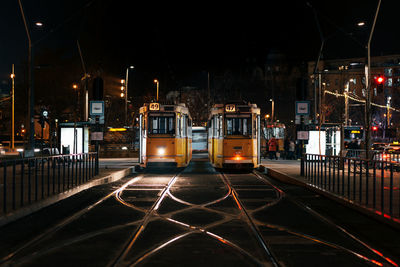 High angle view of car on road at night