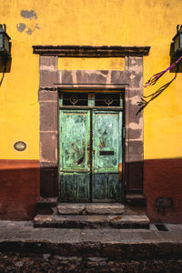 Closed door of building