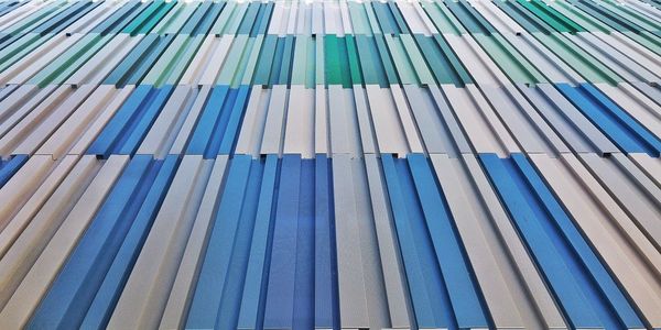 Full frame shot of colorful corrugated wall