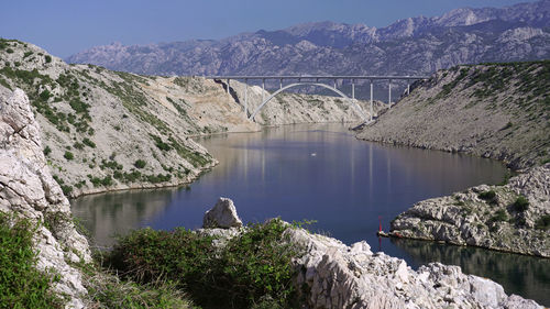 Scenic view of lake against mountain