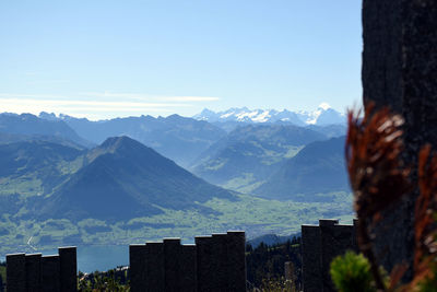 Scenic view of mountains against sky