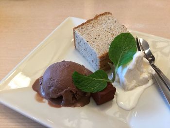 Close-up of cake in plate