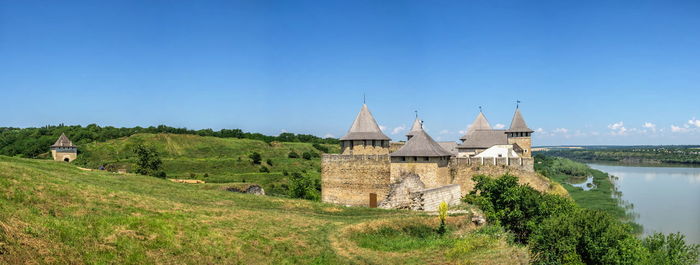 Khotyn, ukraine 11.07.2021. khotyn fortress in chernivtsi region of ukraine on a sunny summer day