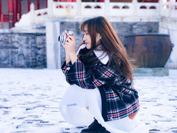 Young woman in snow