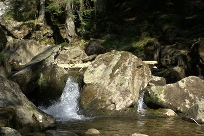 River flowing through rocks in forest