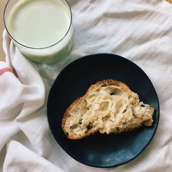 High angle view of breakfast on table