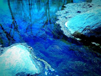 Close-up of water flowing through rocks